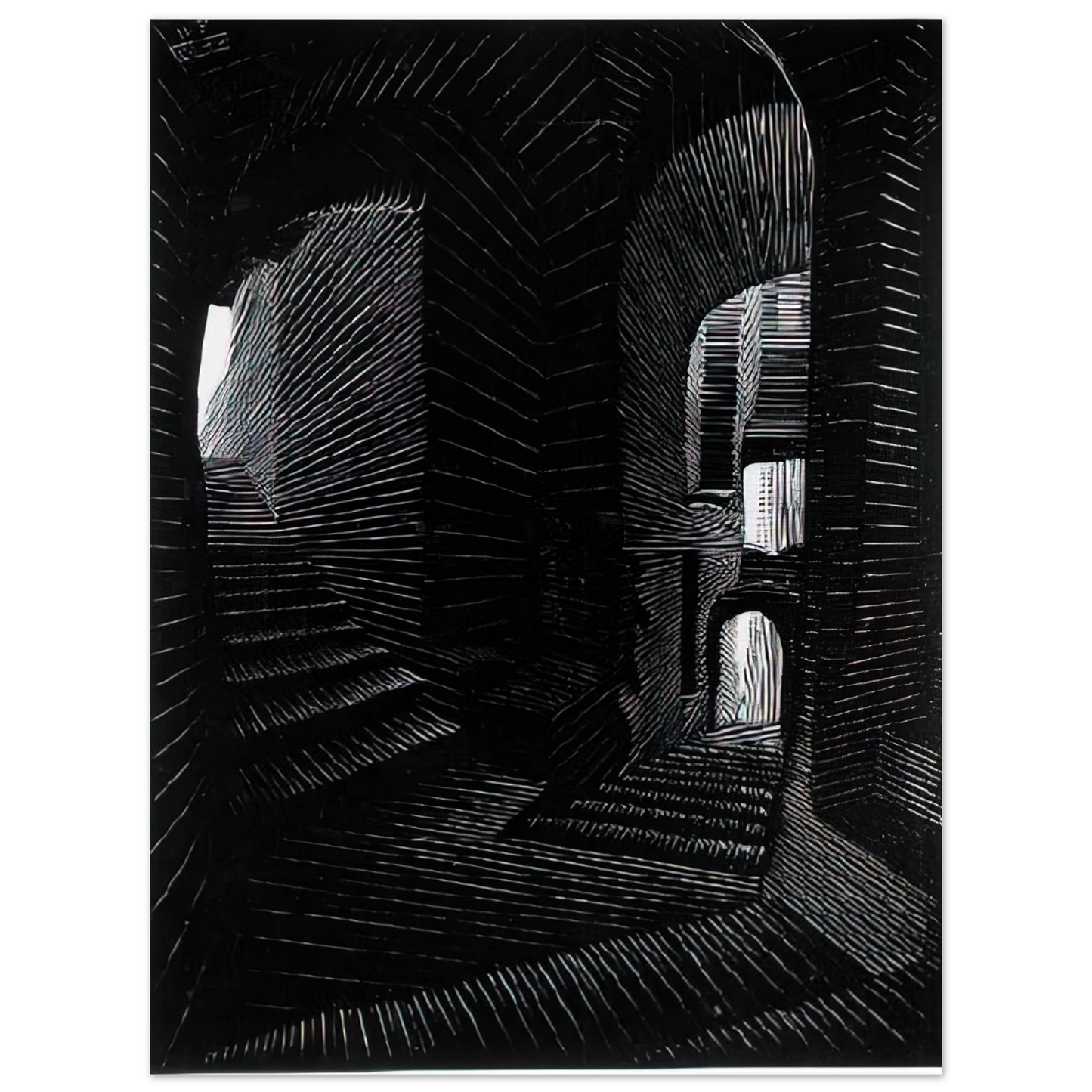 MC Escher - COVERED ALLEY IN ATRANI Wall Art - 21x29.7 cm / 8x12" - Fine Art Poster-canvas - -