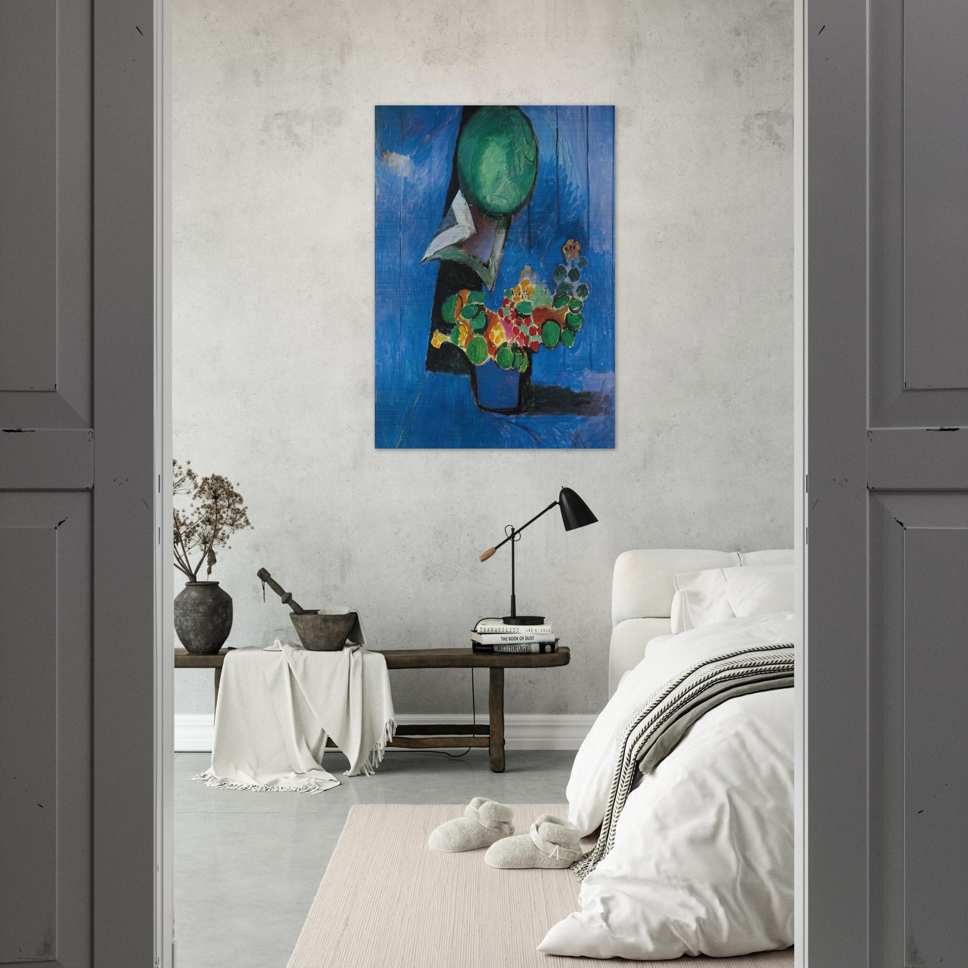 FLOWERS AND CERAMIC PLATE 1913 - Henri Matisse Brushed Aluminum Print - 70x100 cm / 28x40 inches | Henri Matisse Aluminum Print | Henri Matisse Prints
