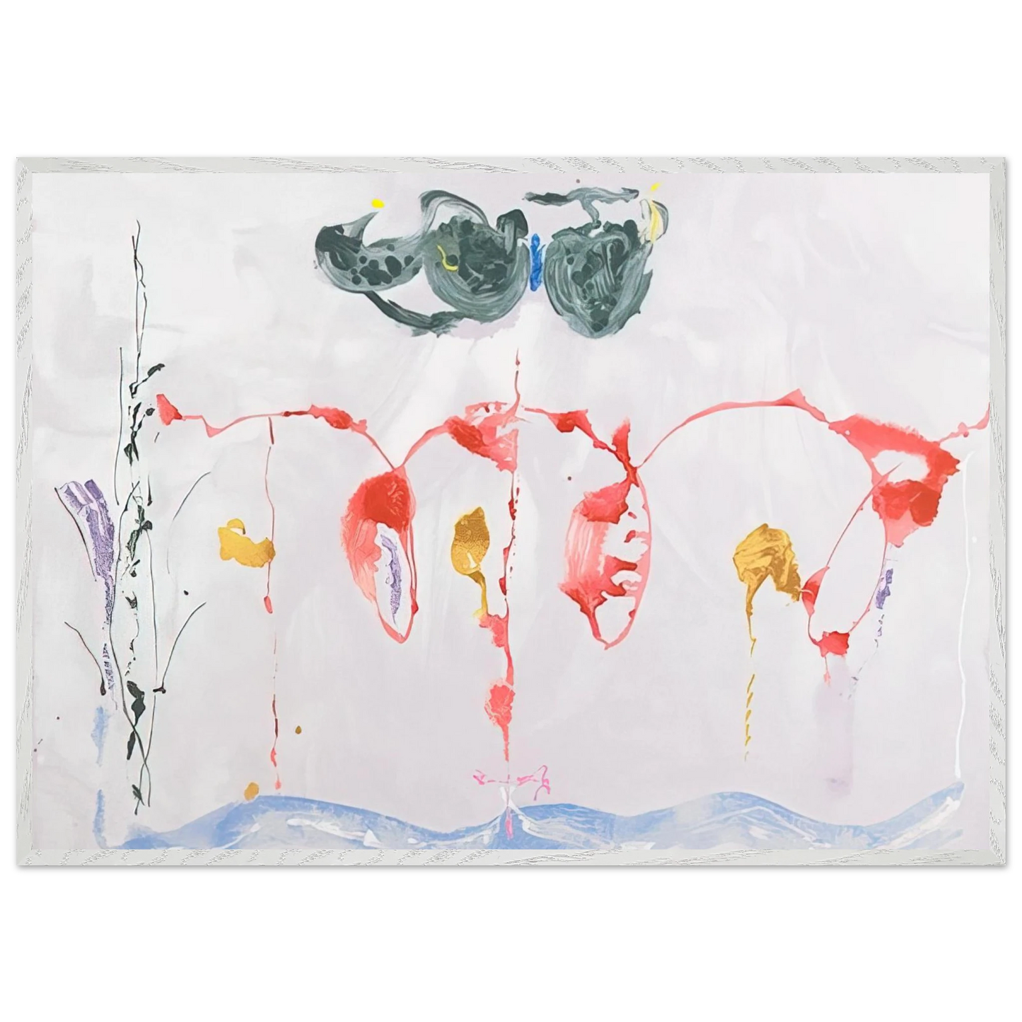 Helen Frankenthaler - Aerie - 2009 Wall art - 30x45 cm / 12x18 inches - Premium Wooden Framed Poster With Fine Art Paper-canvas - White frame