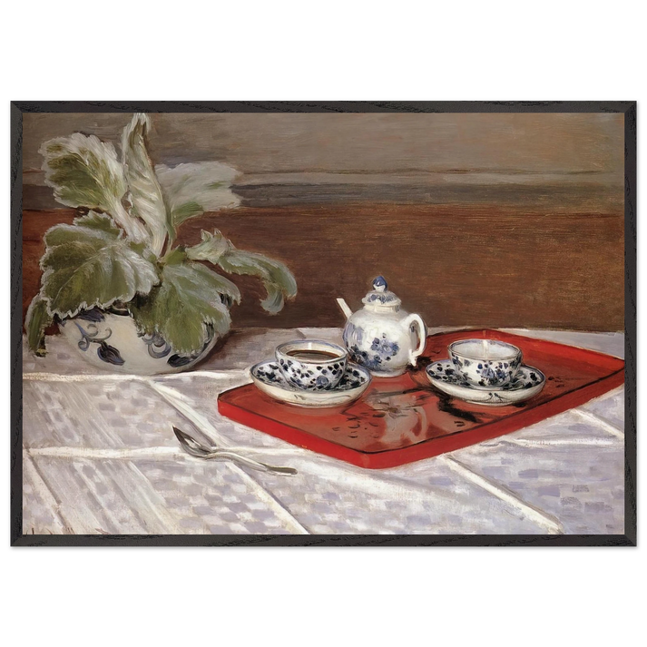 The Tea Set - claude monet 70x100 cm / 28x40 inches Framed Art Print – Black Wooden Frame