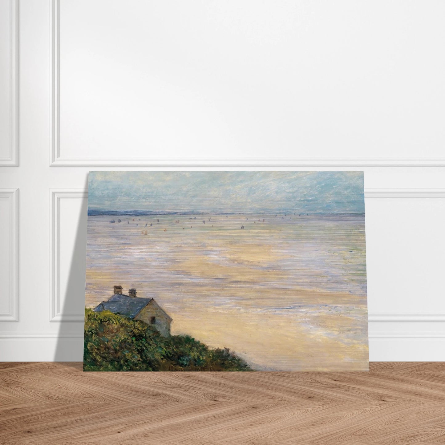 The Hut at Trouville, Low Tide - claude monet Brushed Aluminum Print - 70x100 cm / 28x40 inches | claude monet Aluminum Print | claude monet Prints
