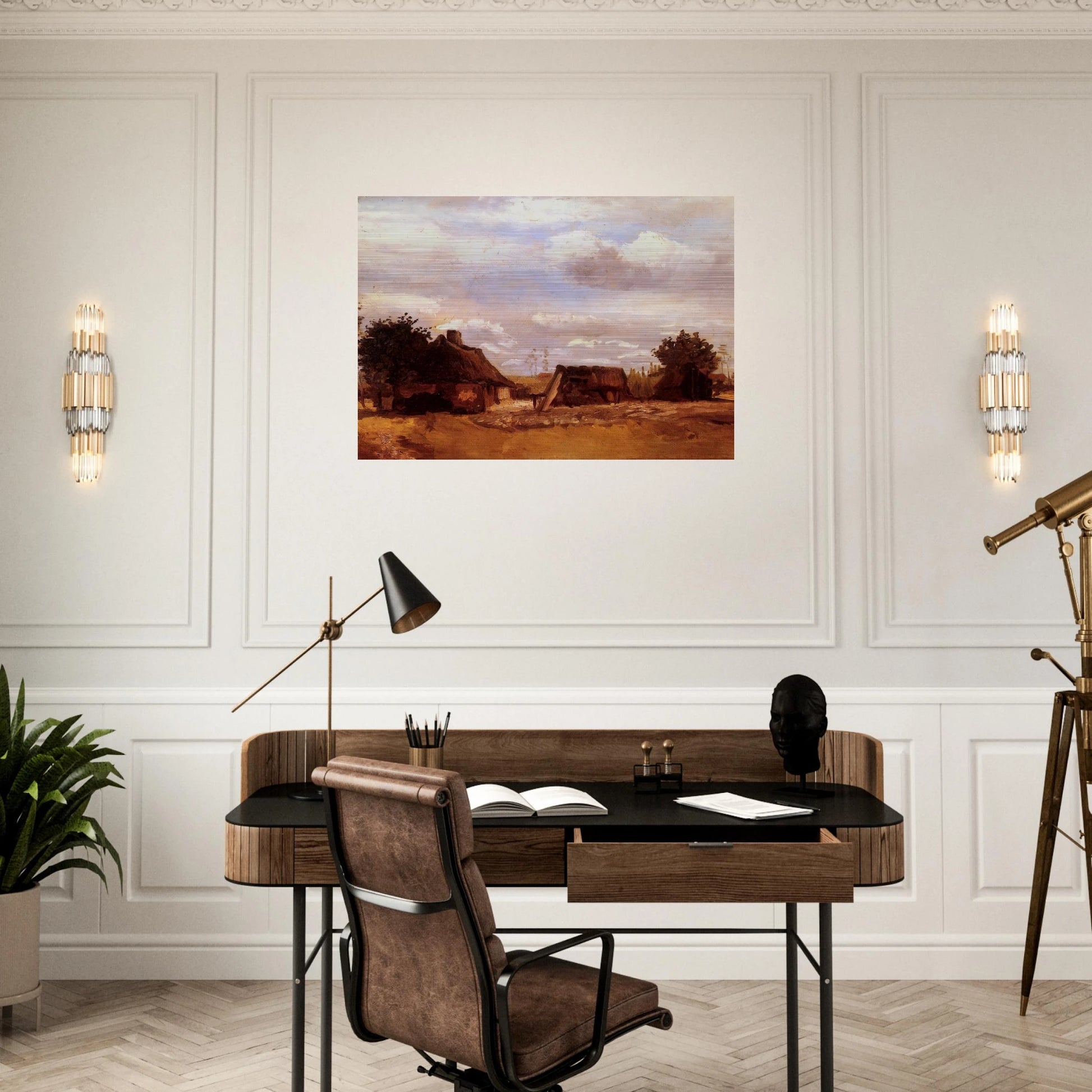 Cottage - Vincent van Gogh Brushed Aluminum Print - 70x100 cm / 28x40 inches | Vincent van Gogh Aluminum Print | Vincent van Gogh Prints
