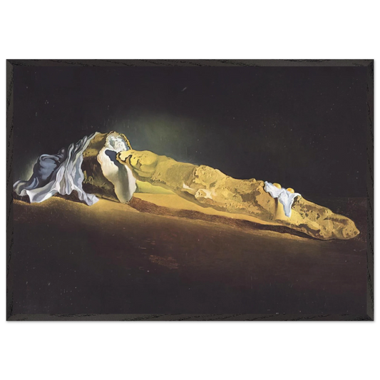 ORDINARY FRENCH LOAF WITH TWO FRIED EGGS - Salvador Dali 70x100 cm / 28x40 inches Framed Art Print – Black Wooden Frame