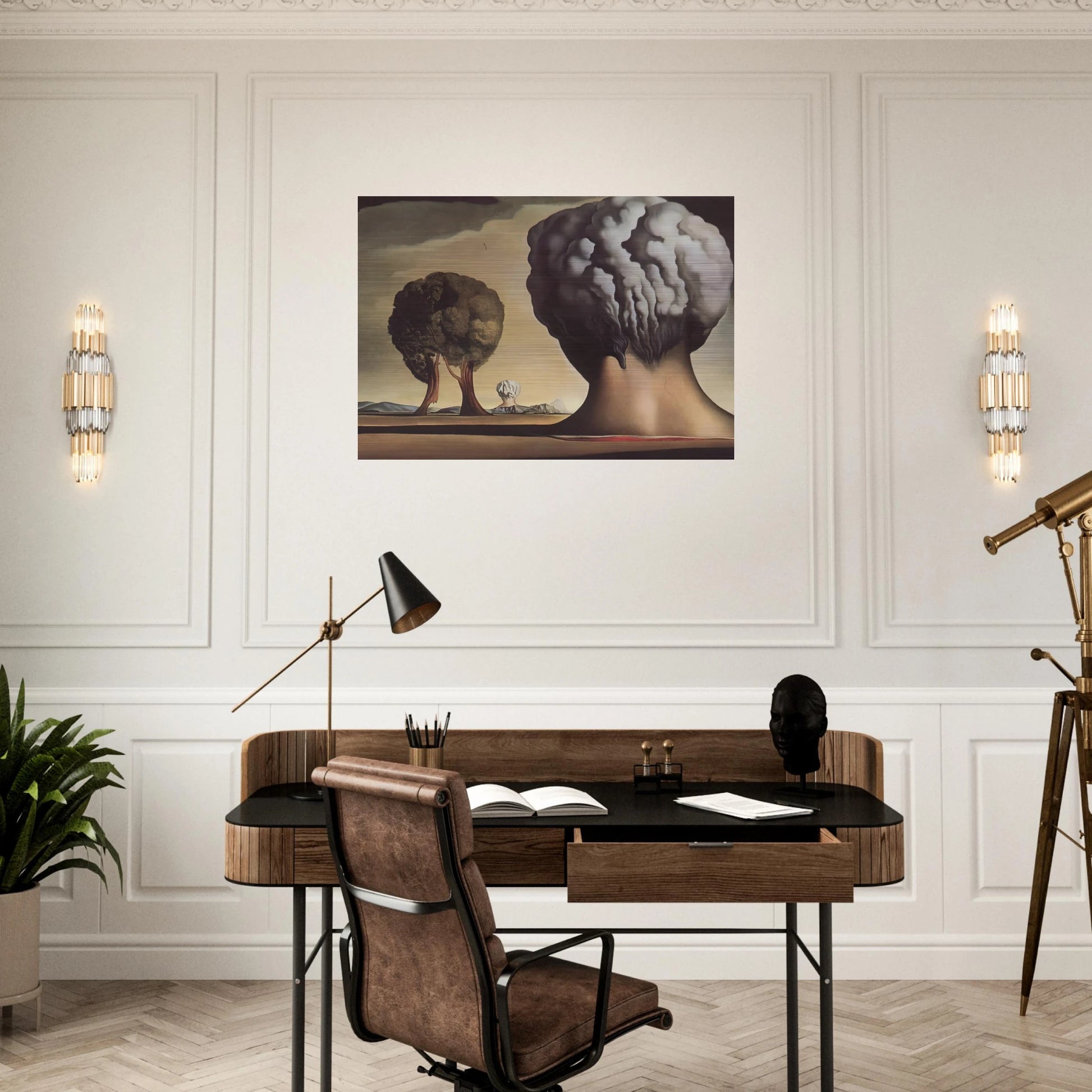 HREE SPHINXES OF BIKINI - Salvador Dali Brushed Aluminum Print - 70x100 cm / 28x40 inches | Salvador Dali Aluminum Print | Salvador Dali Prints