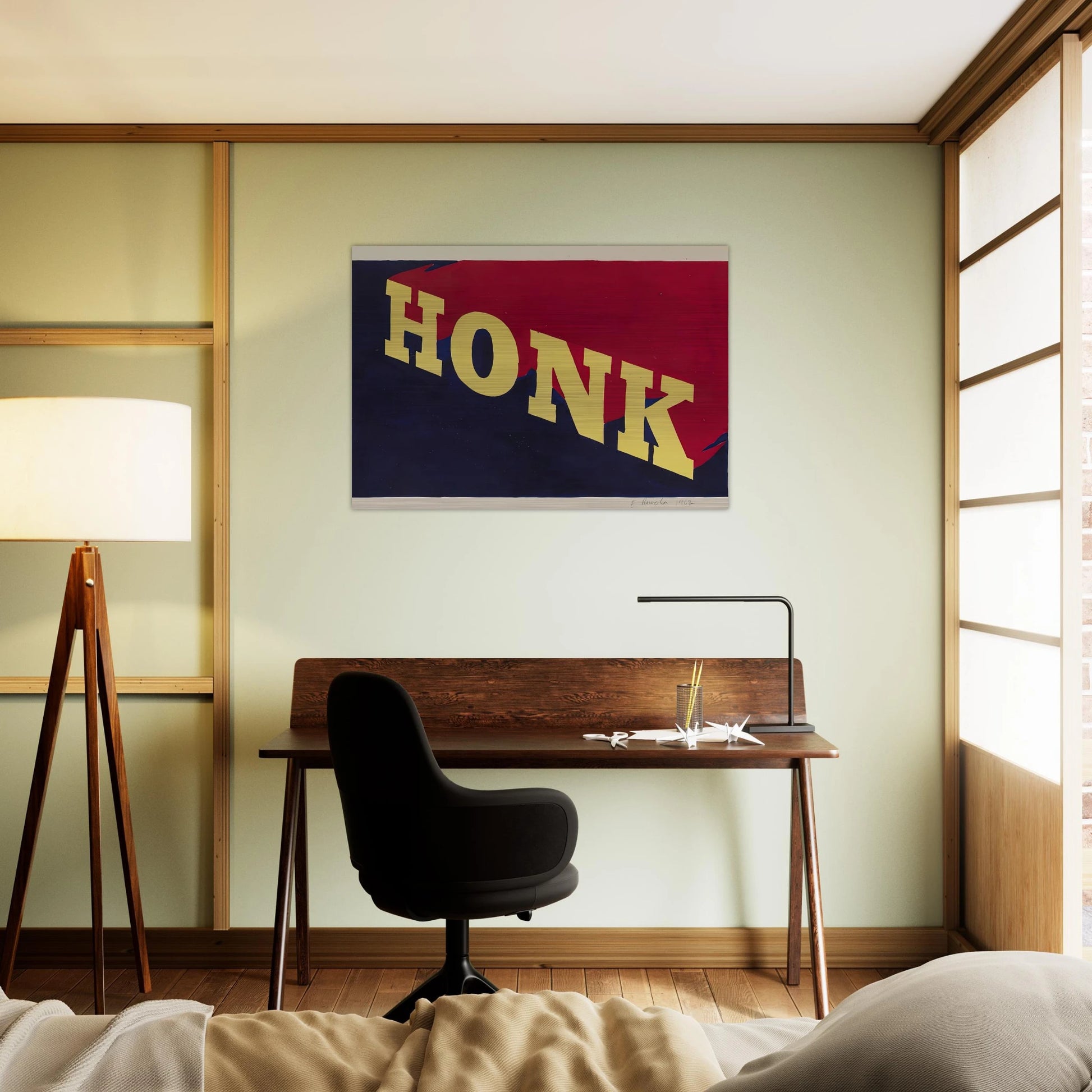 HONK 1962 - Edward Ruscha Brushed Aluminum Print - 70x100 cm / 28x40 inches | Edward Ruscha Aluminum Print | Edward Ruscha Prints