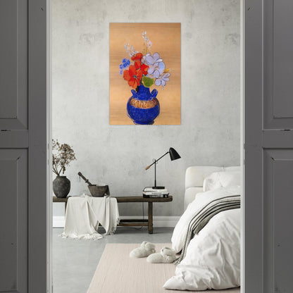 FLOWERS IN A BLUE VASE 1 - Odilon Redon Brushed Aluminum Print - 70x100 cm / 28x40 inches | Odilon Redon Aluminum Print | Odilon Redon Prints