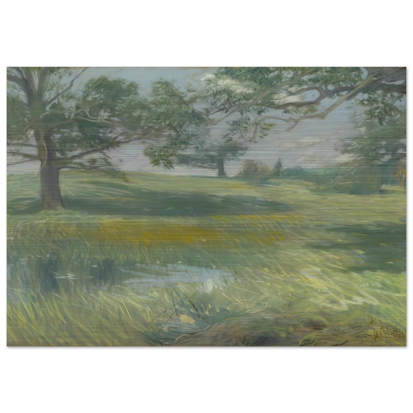Meadows - Childe Hassam Brushed Aluminum Print - 70x100 cm / 28x40 inches | Childe Hassam Aluminum Print | Childe Hassam Prints