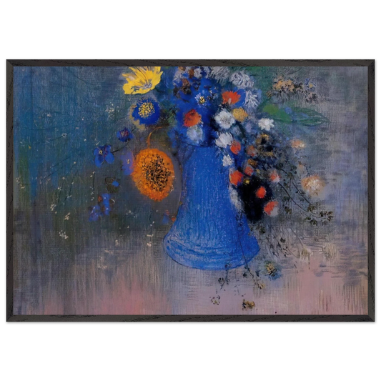 VASE OF FLOWERS 8 - Odilon Redon 70x100 cm / 28x40 inches Framed Art Print – Black Wooden Frame