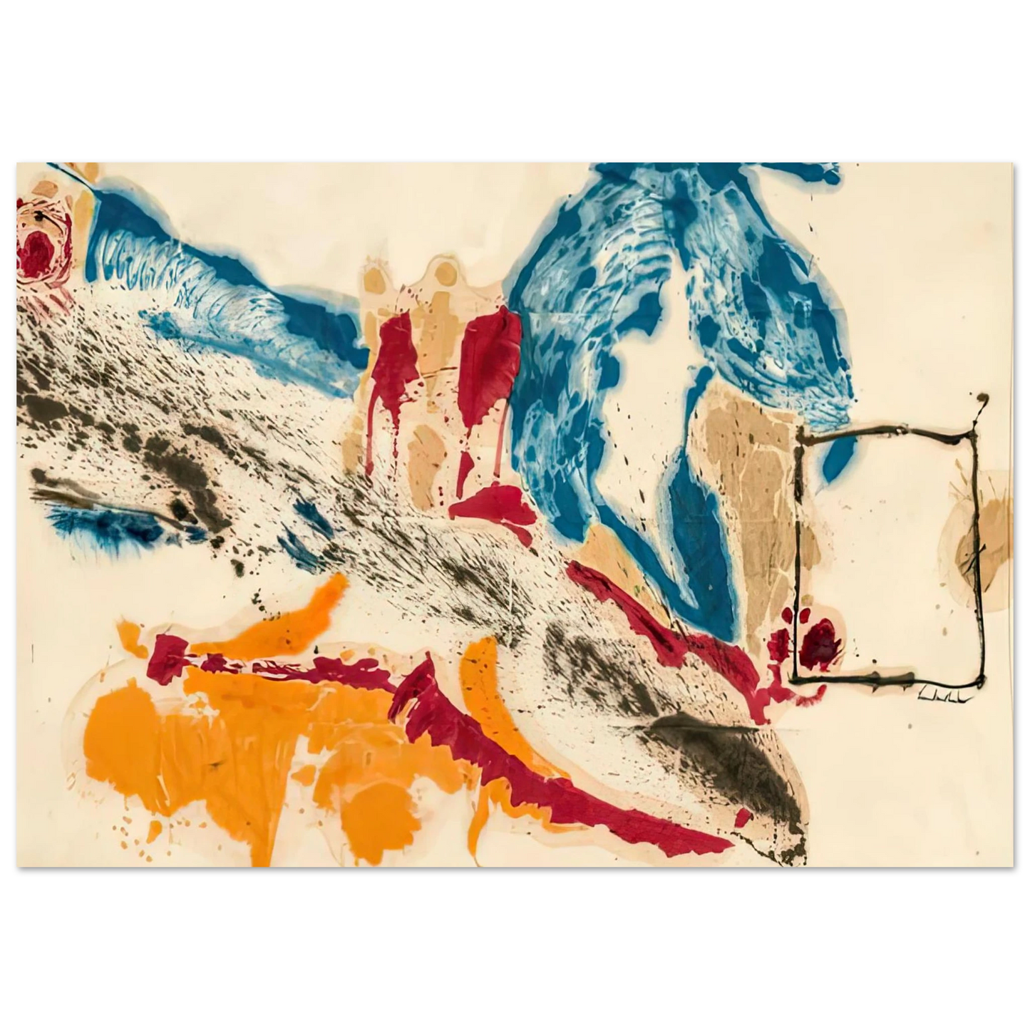 Helen Frankenthaler - Alassio, 1960- Wall Art - 21x29.7 cm / 8x12" - Premium Wooden Framed Poster With Fine Art Paper-canvas - Black frame