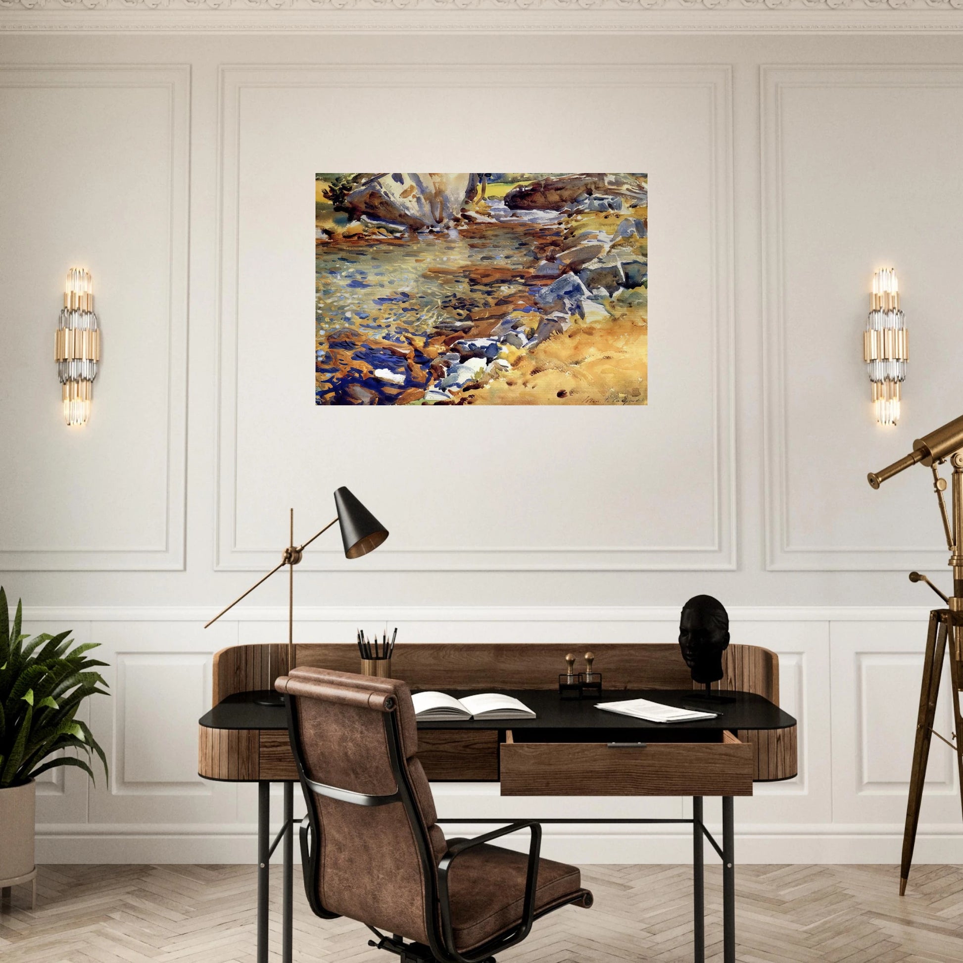 Brook among Rocks - John Singer Sargent Brushed Aluminum Print - 70x100 cm / 28x40 inches | John Singer Sargent Aluminum Print | John Singer Sargent Prints