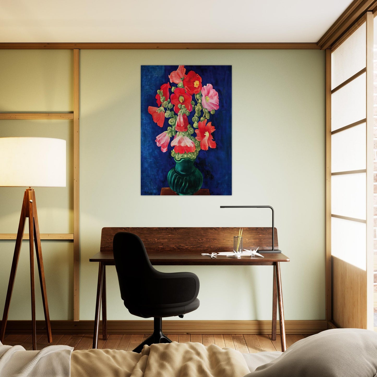 HOLLYHOCKS 1939 - Moise Kisling Brushed Aluminum Print - 70x100 cm / 28x40 inches | Moise Kisling Aluminum Print | Moise Kisling Prints