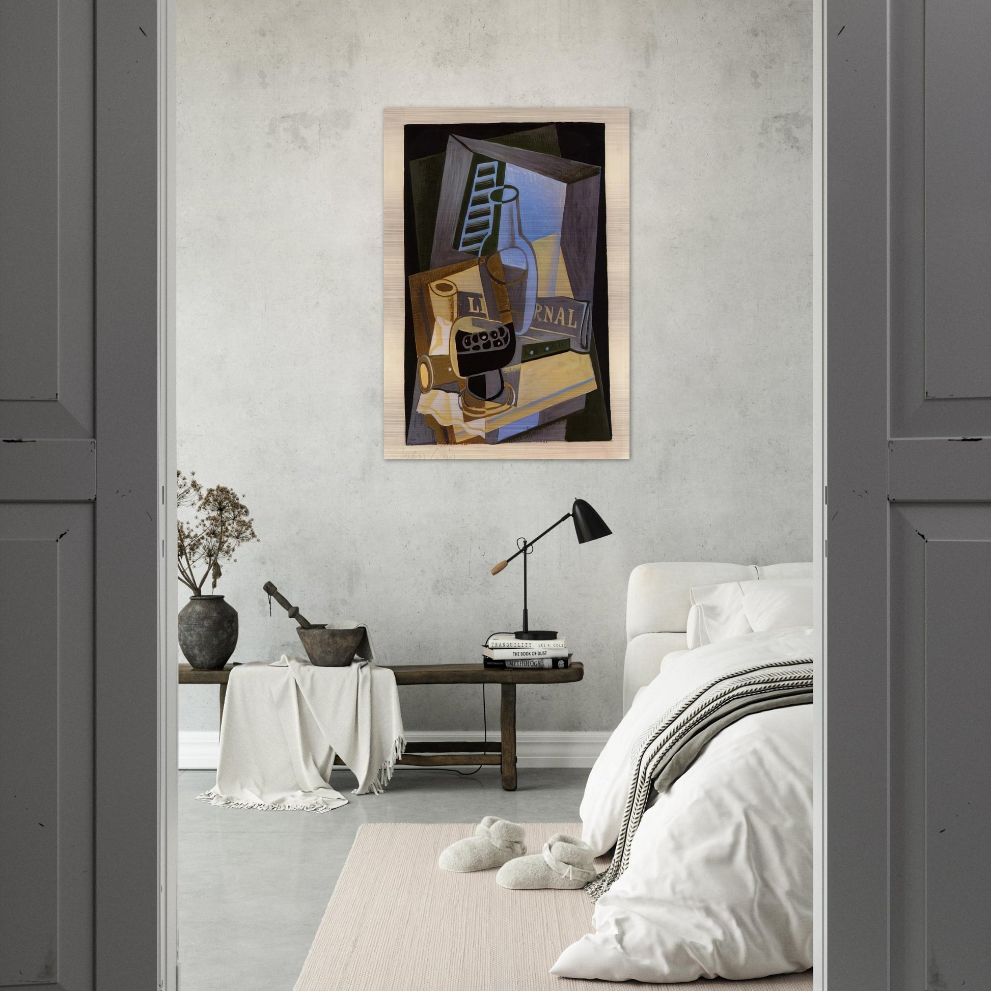 STILL LIFE IN FRONT OF THE WIINDOW 1922 - Juan Gris Brushed Aluminum Print - 70x100 cm / 28x40 inches | Juan Gris Aluminum Print | Juan Gris Prints
