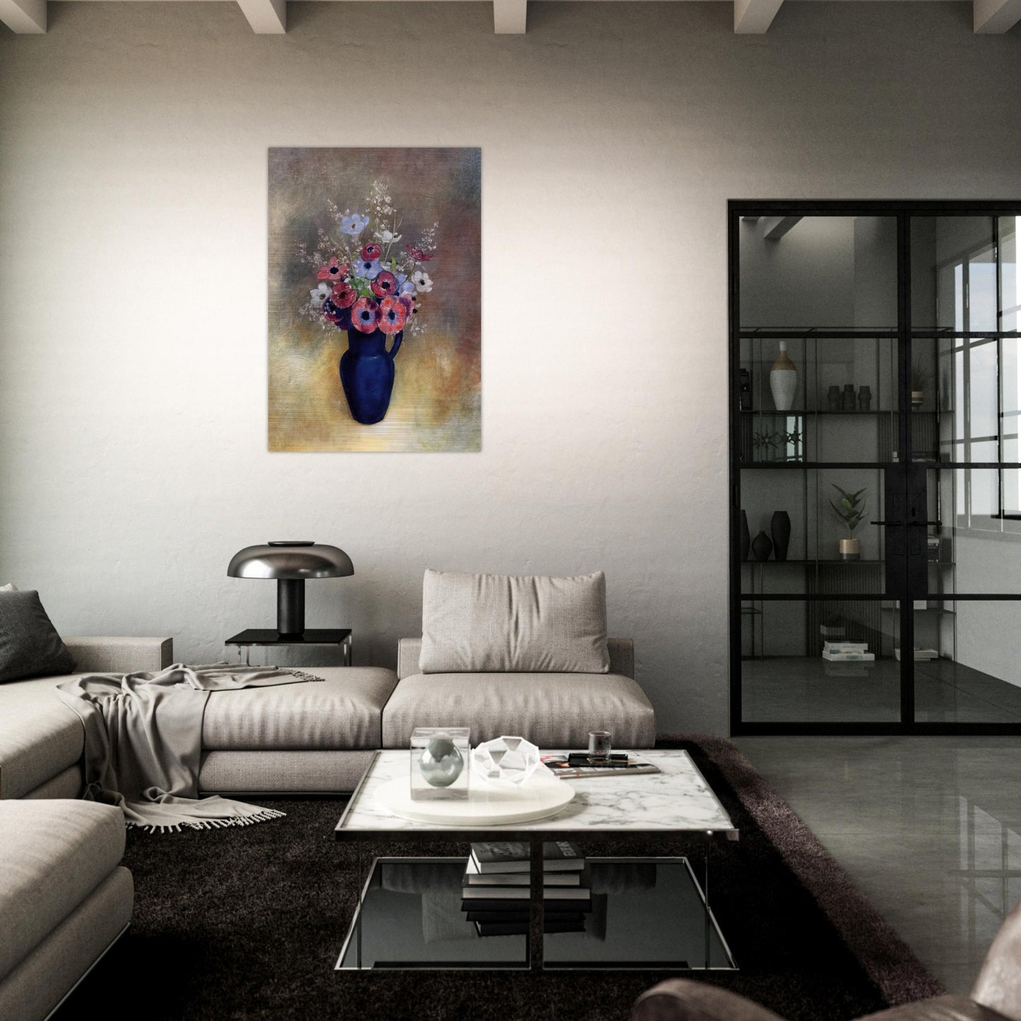 ANEMONES IN A JUG - Odilon Redon Brushed Aluminum Print - 70x100 cm / 28x40 inches | Odilon Redon Aluminum Print | Odilon Redon Prints