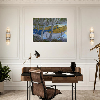Two Canoes - Contemporary Realism - Neil Welliver Brushed Aluminum Print - 70x100 cm / 28x40 inches | Neil Welliver Aluminum Print | Neil Welliver Prints