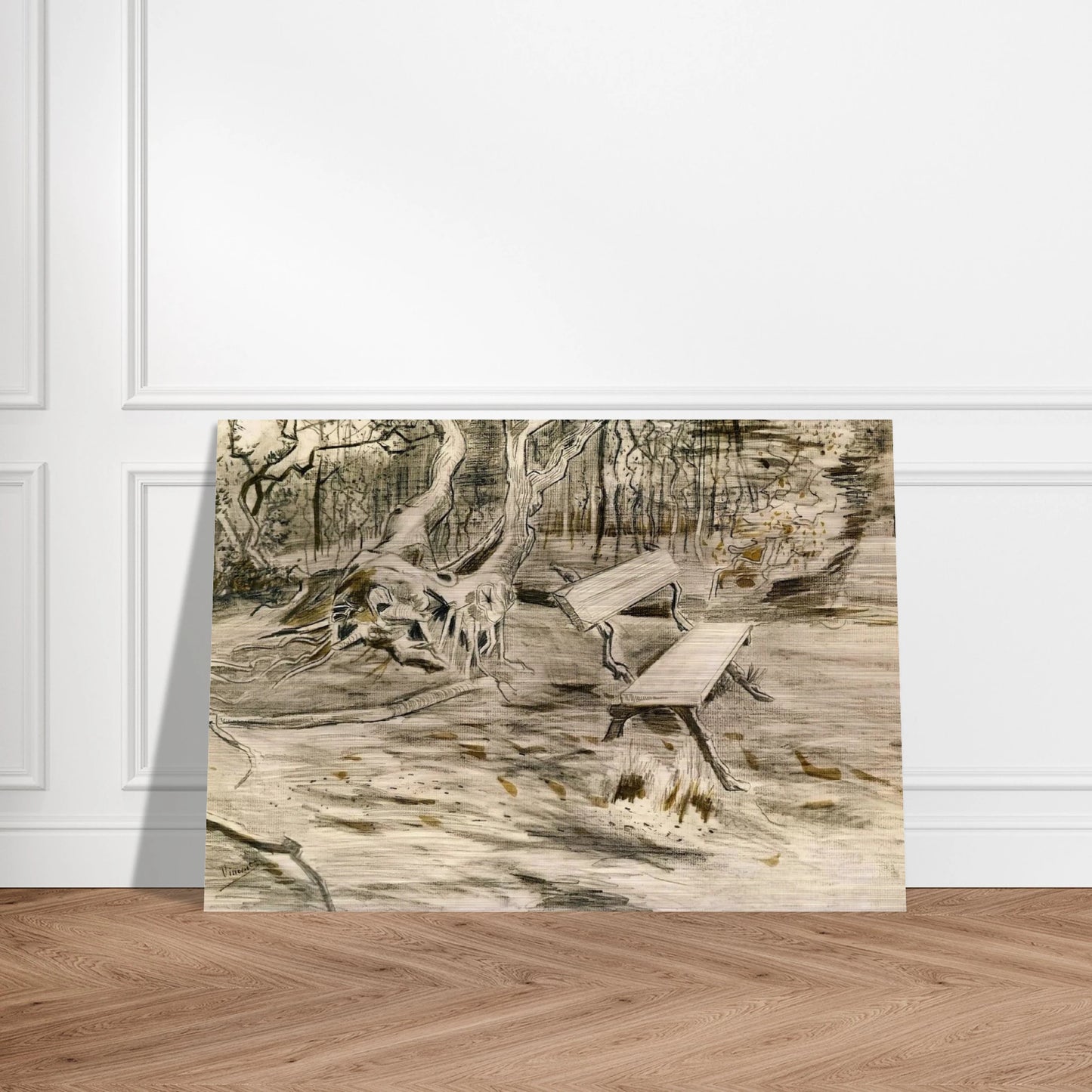 The Bench - Vincent van Gogh Brushed Aluminum Print - 70x100 cm / 28x40 inches | Vincent van Gogh Aluminum Print | Vincent van Gogh Prints