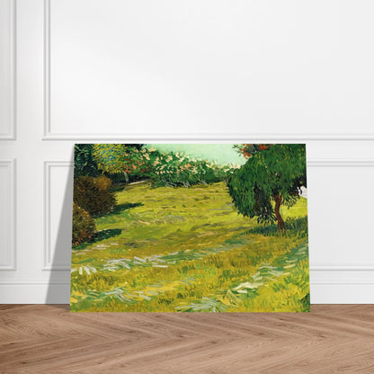 Garden with Weeping Willow - Vincent van Gogh Brushed Aluminum Print - 70x100 cm / 28x40 inches | Vincent van Gogh Aluminum Print | Vincent van Gogh Prints