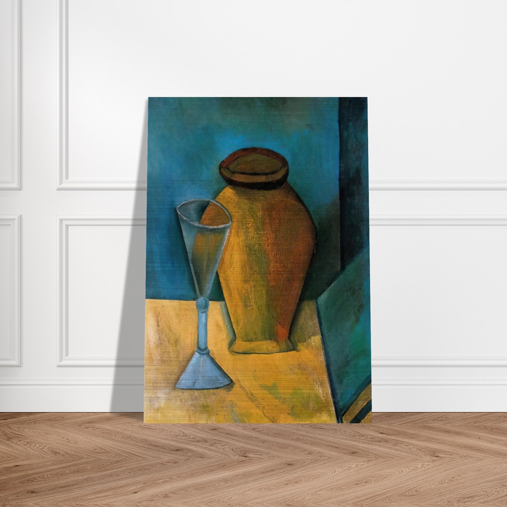 Pot, Glass and Book - 1908 - Pablo Picasso Brushed Aluminum Print - 70x100 cm / 28x40 inches | Pablo Picasso Aluminum Print | Pablo Picasso Prints