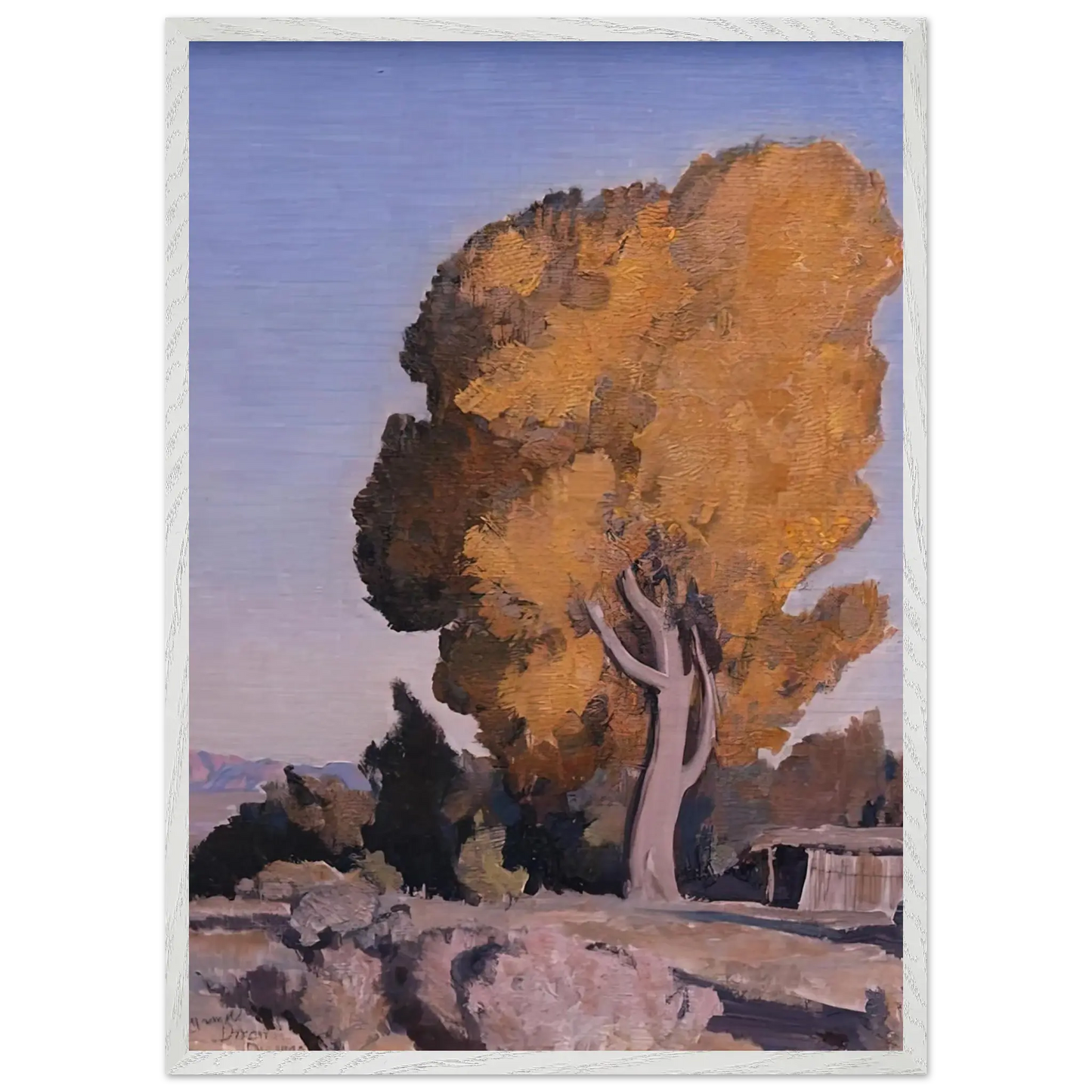 Maynard Dixon - LOW COUNTRY COTTONWOOD 1940 Wall art - 27x35 cm / 11x14 Inches - Premium Wooden Framed Poster With Fine Art Paper - Wood frame