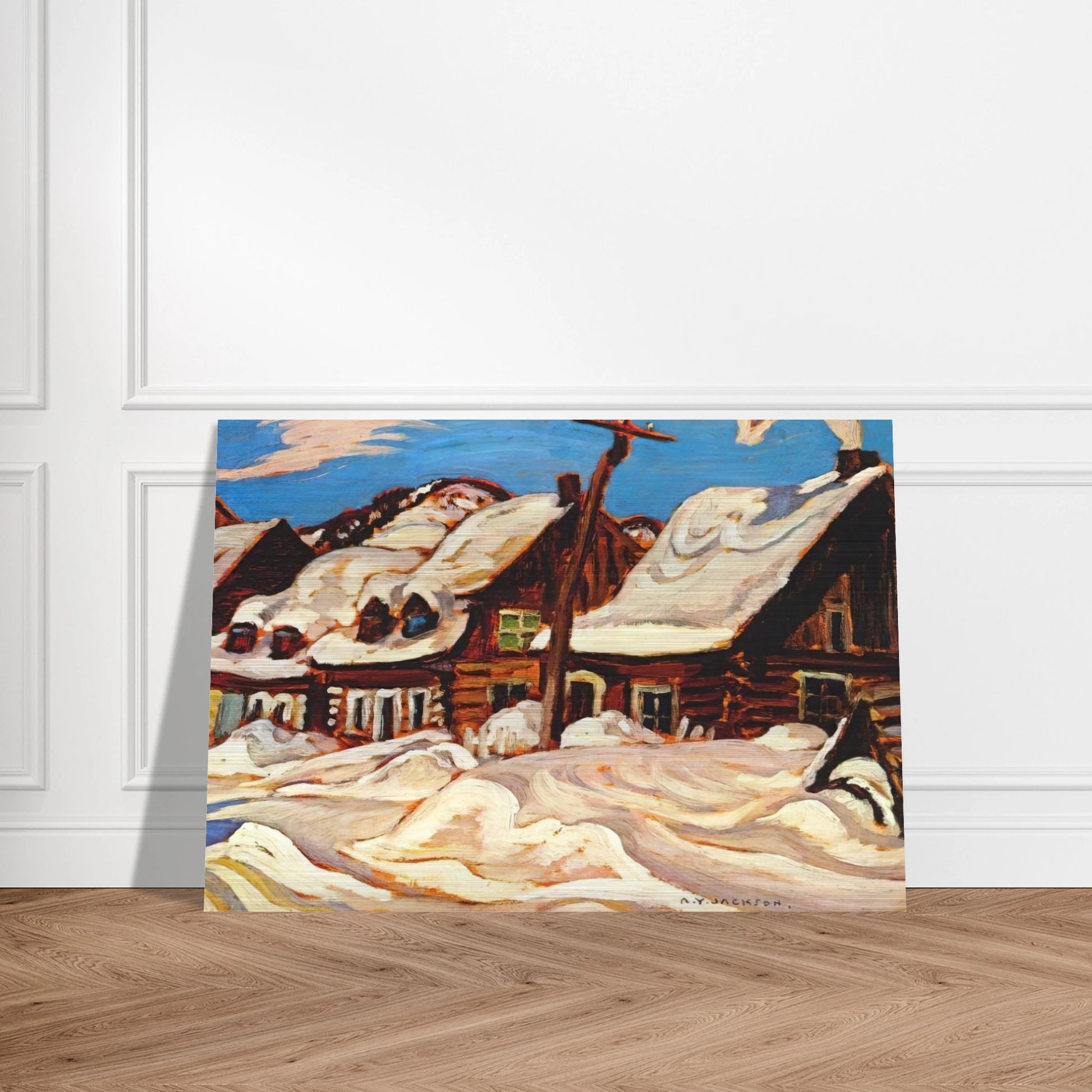 Houses, St. Urbain - 1934 - A.Y. Jackson Brushed Aluminum Print - 70x100 cm / 28x40 inches | A.Y. Jackson Aluminum Print | A.Y. Jackson Prints