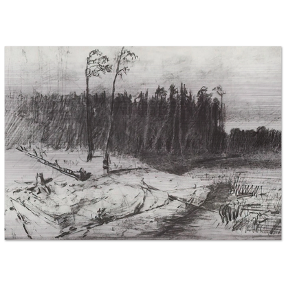 Forest near the water - Arkhyp Kuindzhi Brushed Aluminum Print - 70x100 cm / 28x40 inches | Arkhyp Kuindzhi Aluminum Print | Arkhyp Kuindzhi Prints