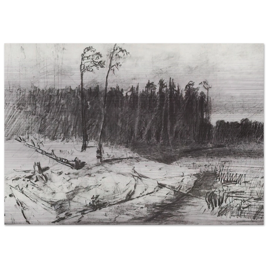 Forest near the water - Arkhyp Kuindzhi Brushed Aluminum Print - 70x100 cm / 28x40 inches | Arkhyp Kuindzhi Aluminum Print | Arkhyp Kuindzhi Prints