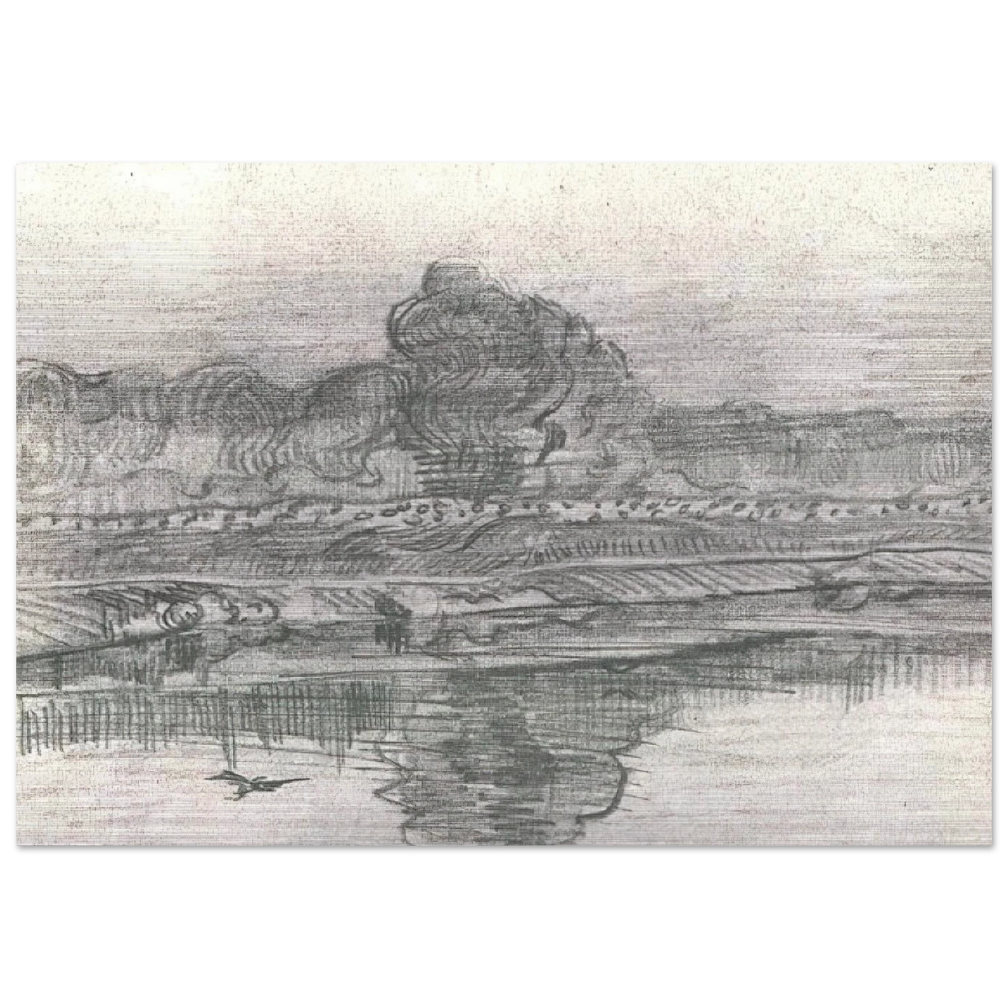 Landscape with the Oise - Vincent van Gogh Brushed Aluminum Print - 70x100 cm / 28x40 inches | Vincent van Gogh Aluminum Print | Vincent van Gogh Prints