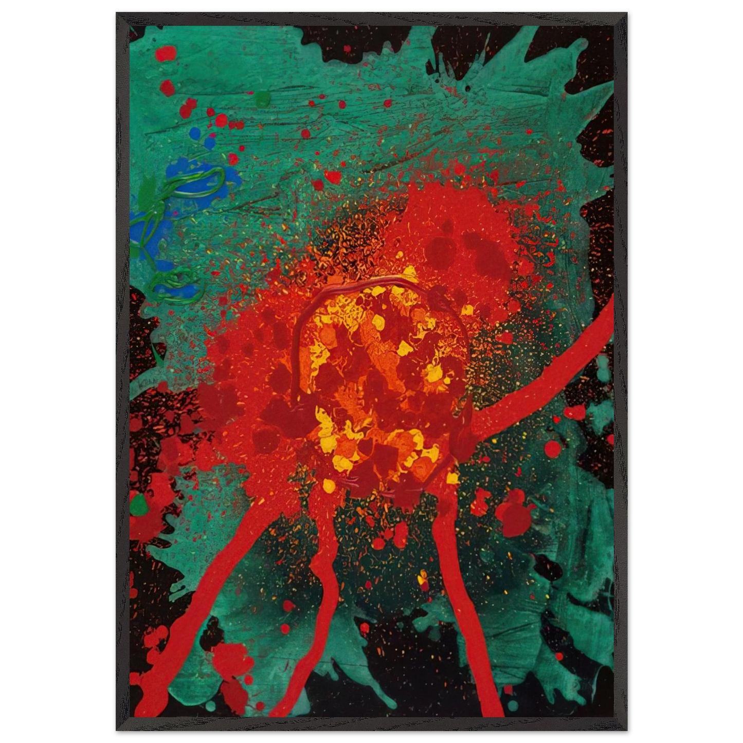 Blood Feud - 28807 - 2007 - John Hoyland 70x100 cm / 28x40 inches Framed Art Print – Black Wooden Frame