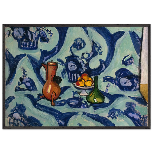 STILL LIFE WITH BLUE TABLECLOTH 1906 - Henri Matisse 70x100 cm / 28x40 inches Framed Art Print – Black Wooden Frame