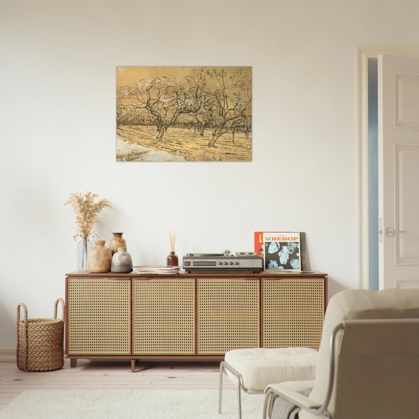 Orchard with Blossoming Plum Trees The White Orchard - Vincent van Gogh Brushed Aluminum Print - 70x100 cm / 28x40 inches | Vincent van Gogh Aluminum Print | Vincent van Gogh Prints
