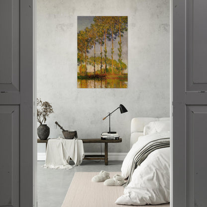 Poplars, Row in Autumn - claude monet Brushed Aluminum Print - 70x100 cm / 28x40 inches | claude monet Aluminum Print | claude monet Prints