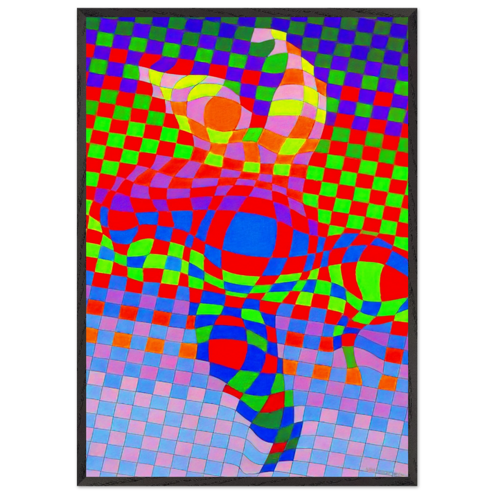 Harlequin - Victor Vasarely 70x100 cm / 28x40 inches Framed Art Print – Black Wooden Frame