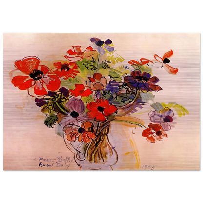 ANEMONES 1953 - Raoul Dufy Brushed Aluminum Print - 70x100 cm / 28x40 inches | Raoul Dufy Aluminum Print | Raoul Dufy Prints
