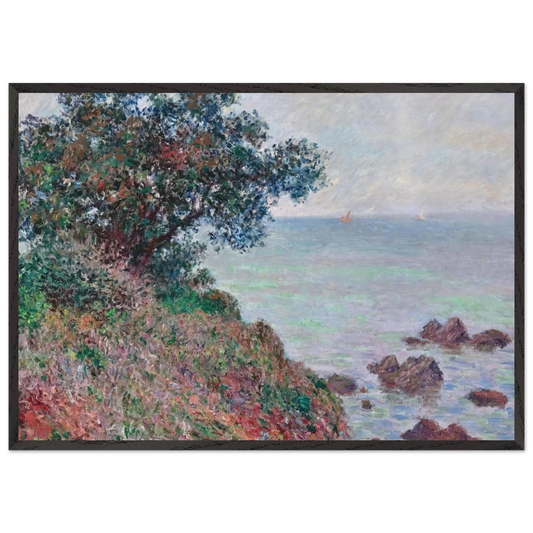 Mediteranian Coast Grey Day - claude monet 70x100 cm / 28x40 inches Framed Art Print – Black Wooden Frame