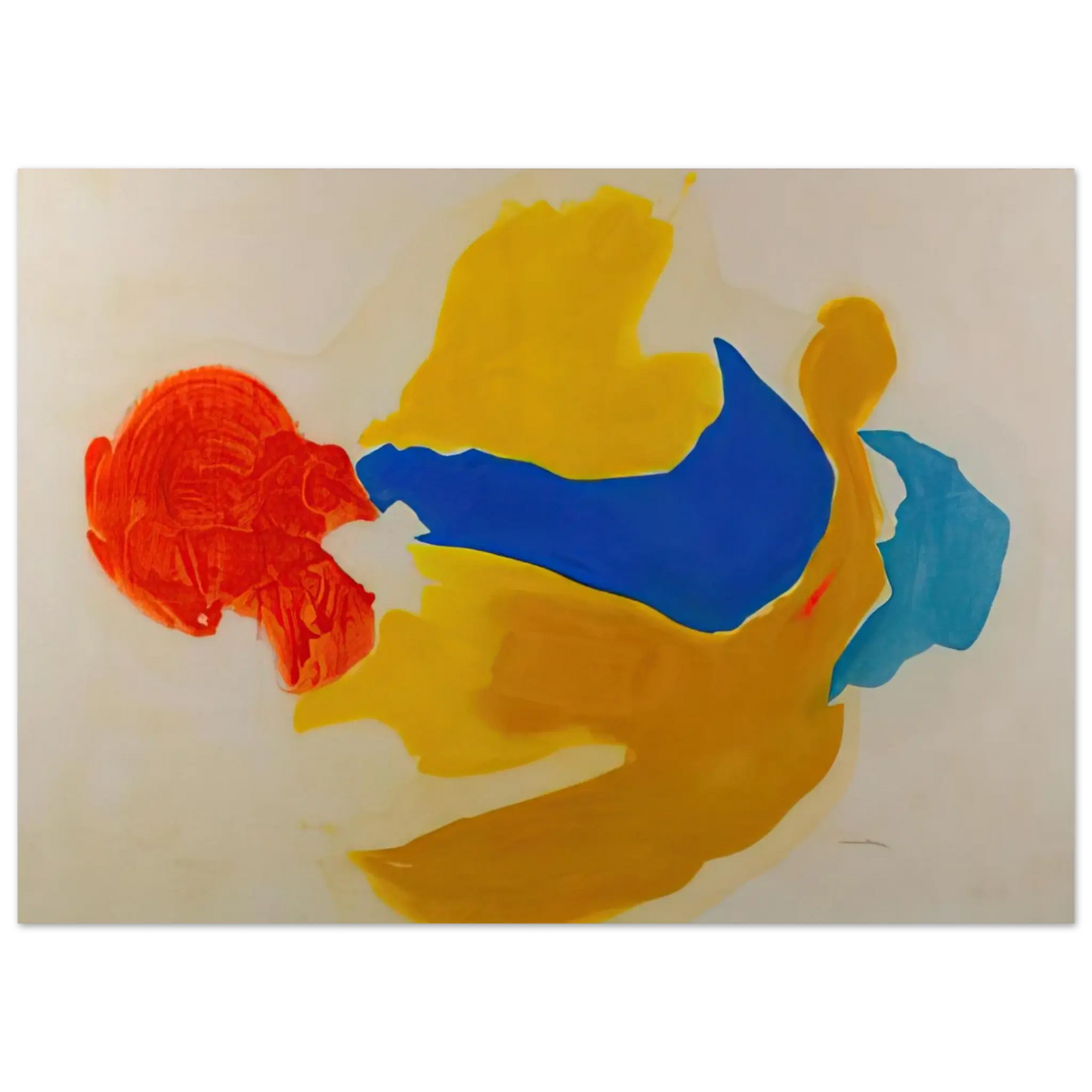 Helen Frankenthaler - Blue Jay - 1963  United States Wall art - 45x60 cm / 18x24 Inches - Premium Wooden Framed Poster With Fine Art Paper - White frame