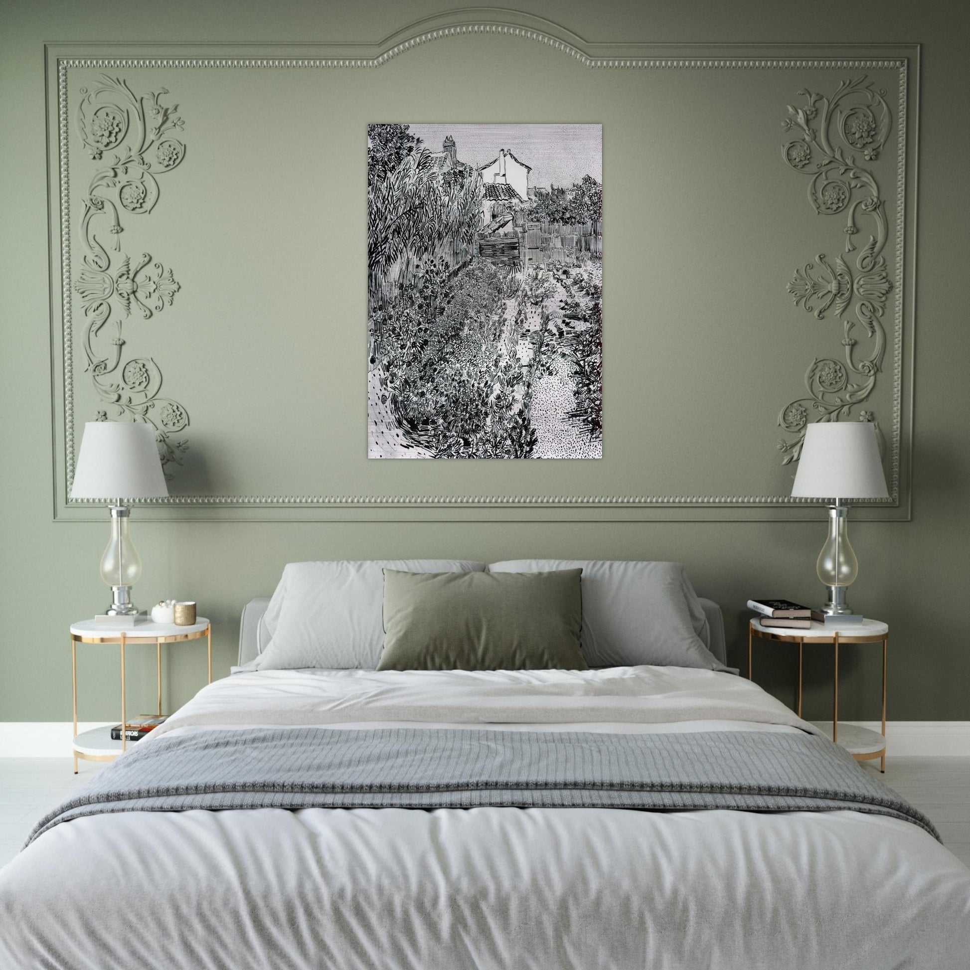 The Garden with Flowers - Vincent van Gogh Brushed Aluminum Print - 70x100 cm / 28x40 inches | Vincent van Gogh Aluminum Print | Vincent van Gogh Prints