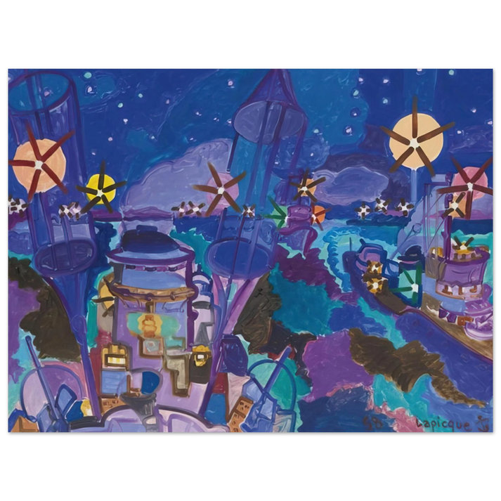 Charles Lapicque - ManÃ…â€œuvres de nuit - 1958  75x100 cm / 30x40inches Fine Art Poster