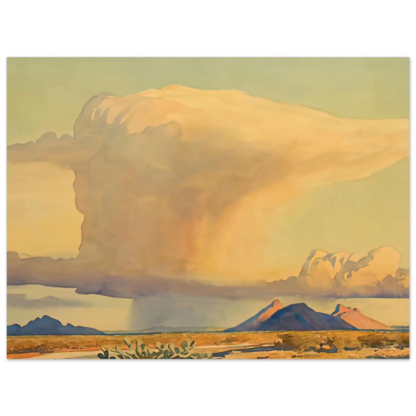 Maynard Dixon - DROUGHT AND DOWNPOUR 1944 Wall art - 30x45 cm / 12x18 Inches - Premium Wooden Framed Poster With Fine Art Paper - Black frame