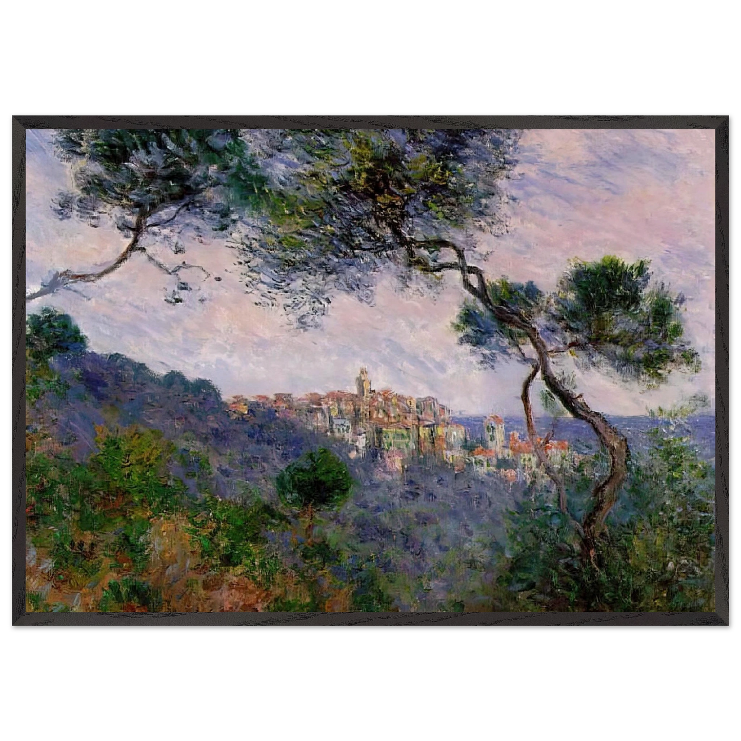 Bordighera Italy - claude monet 70x100 cm / 28x40 inches Framed Art Print – Black Wooden Frame
