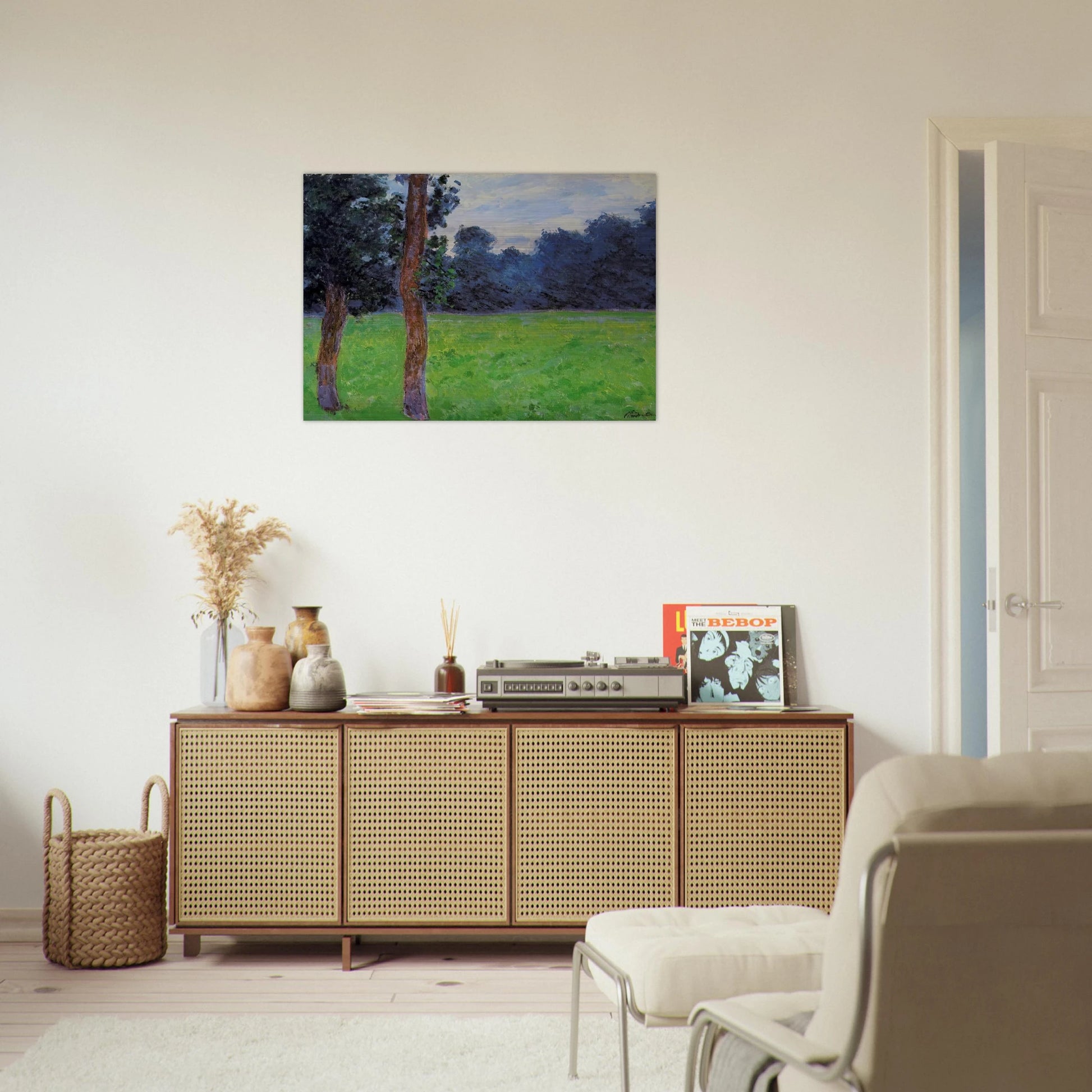 Two Trees in a Meadow - claude monet Brushed Aluminum Print - 70x100 cm / 28x40 inches | claude monet Aluminum Print | claude monet Prints