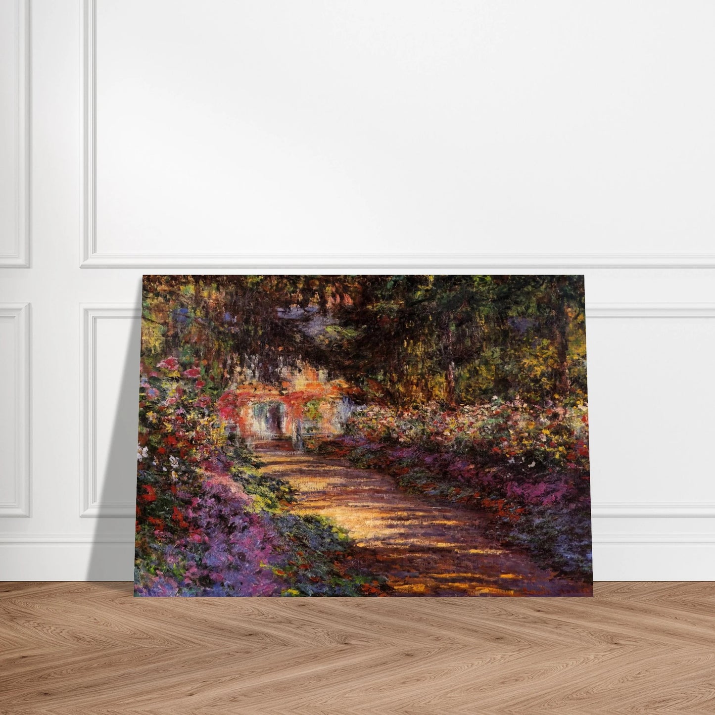 Pathway in Monet's Garden at Giverny - claude monet Brushed Aluminum Print - 70x100 cm / 28x40 inches | claude monet Aluminum Print | claude monet Prints