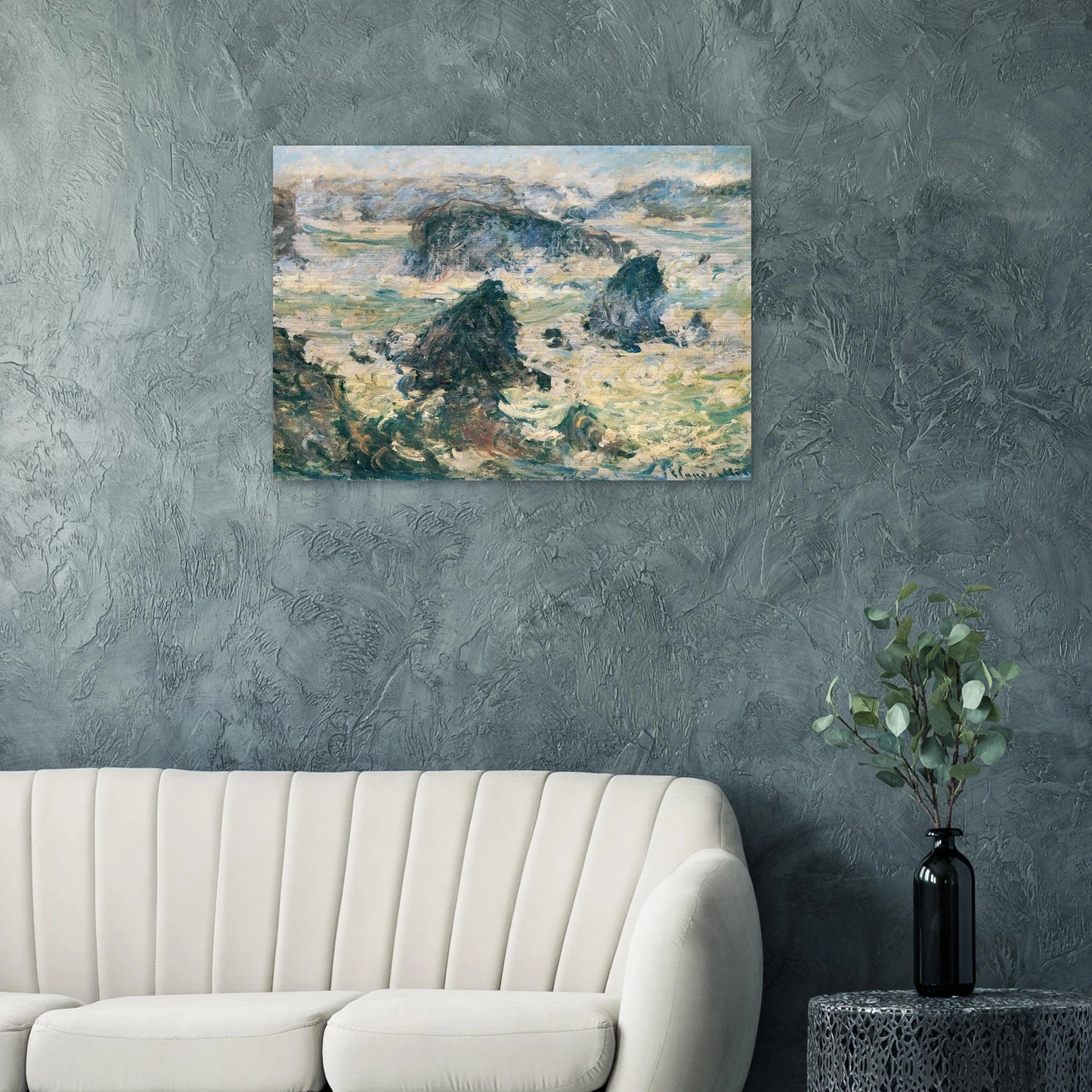 Storm on the Cote de Belle-Ile - claude monet Brushed Aluminum Print - 70x100 cm / 28x40 inches | claude monet Aluminum Print | claude monet Prints