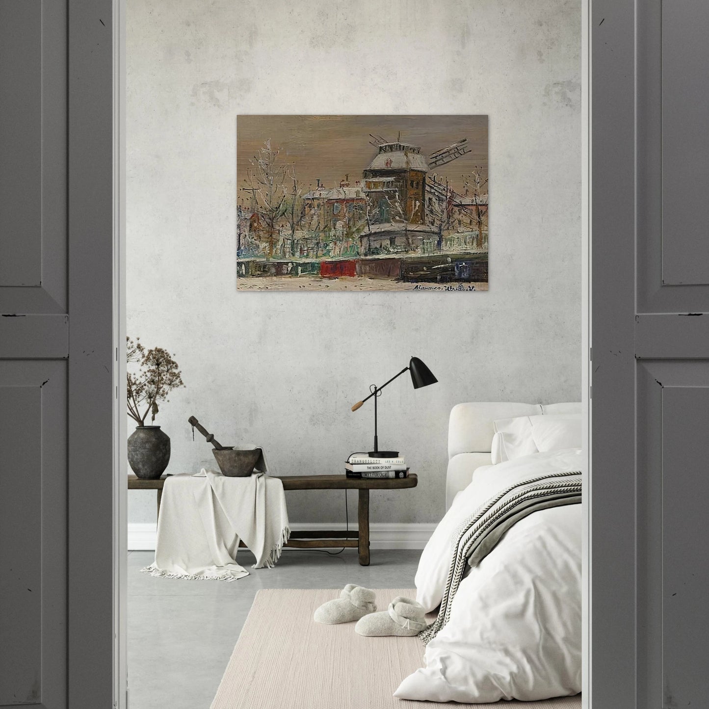 MOULIN DE LA GALETTE UNDER THE SNOW 1 - Maurice Utrillo Brushed Aluminum Print - 70x100 cm / 28x40 inches | Maurice Utrillo Aluminum Print | Maurice Utrillo Prints