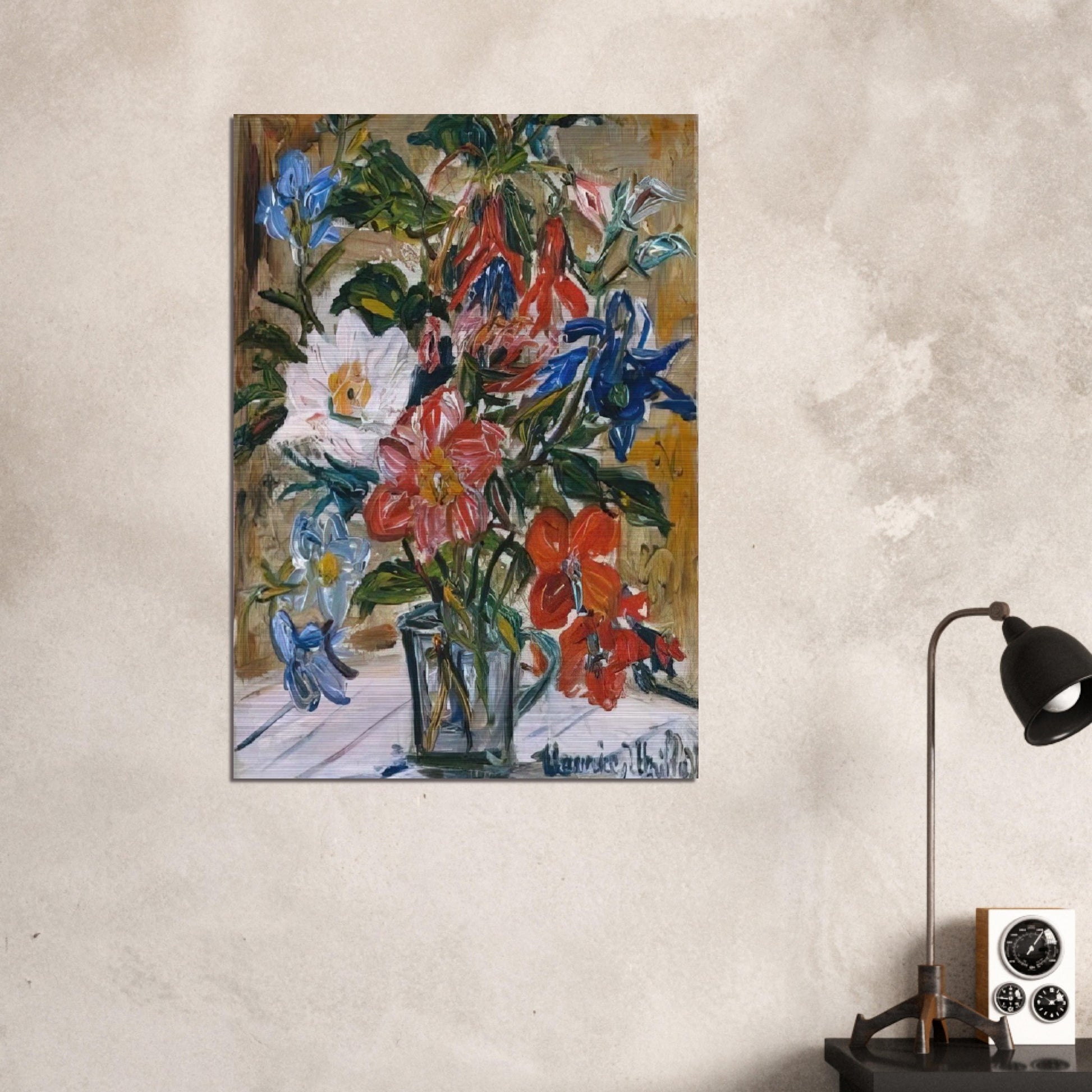 VASE WITH FLOWERS - Maurice Utrillo Brushed Aluminum Print - 70x100 cm / 28x40 inches | Maurice Utrillo Aluminum Print | Maurice Utrillo Prints