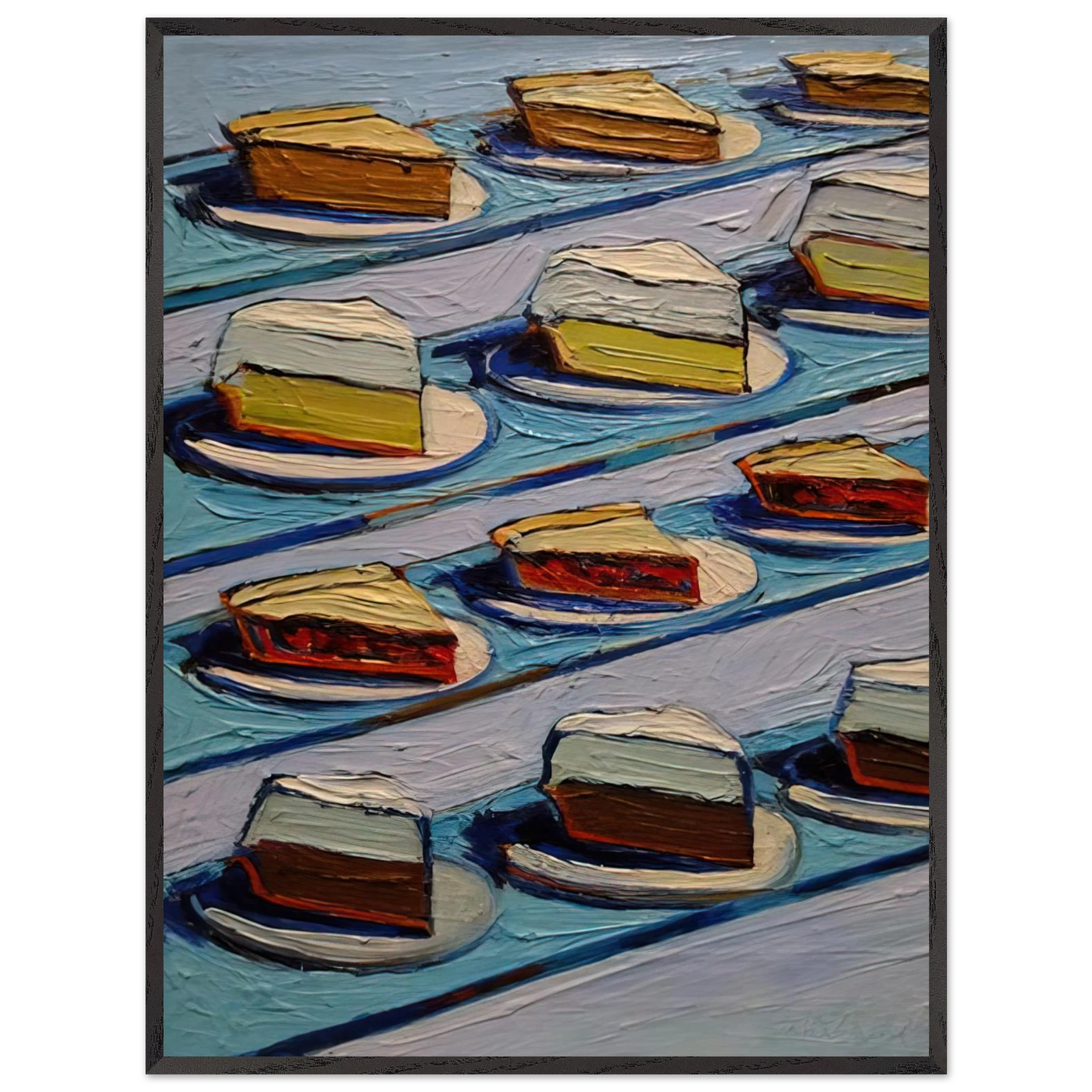 Wayne Thiebaud - Refrigerator Pies - 1962 Wall Art - 60x80 cm / 24x32 inches - Premium Wooden Framed Poster With Fine Art Paper-canvas - White frame