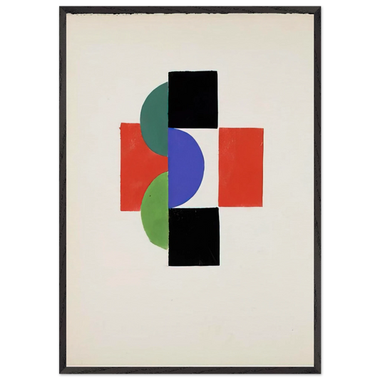 UNTITLED GOUACHE ILLUSTRATION FOR TRISTAN TZARA S LE FRUIT PERMIS 1956 - Sonia Delaunay 70x100 cm / 28x40 inches Framed Art Print – Black Wooden Frame