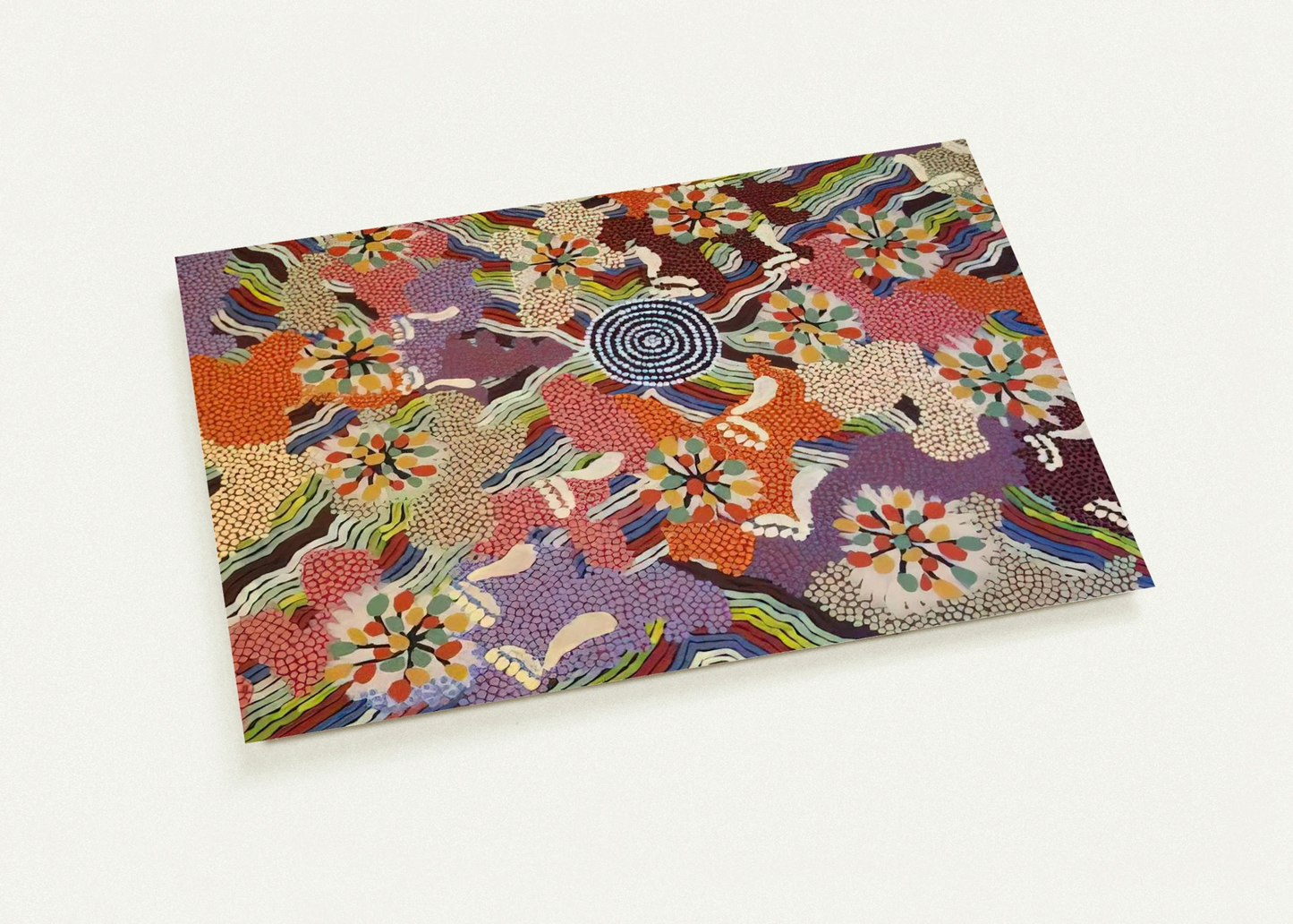 Food Gathering Napparbee - Native Art By Clifford Possum Tjapaltjarri Pack of 10 Post Cards | Clifford Possum Tjapaltjarri Post Cards | A6 (10.5 x 14.8 cm) - 4.1 x 5.8 inches
