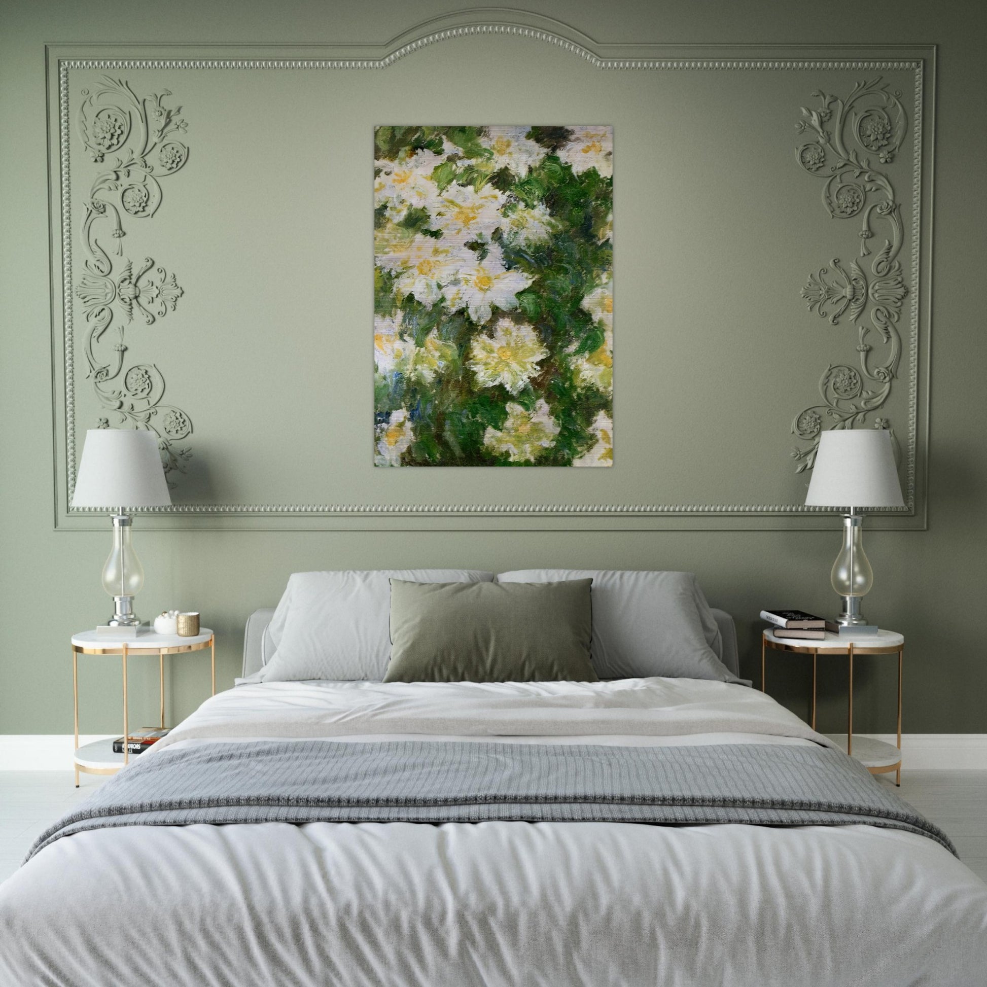 White Clematis - claude monet Brushed Aluminum Print - 70x100 cm / 28x40 inches | claude monet Aluminum Print | claude monet Prints