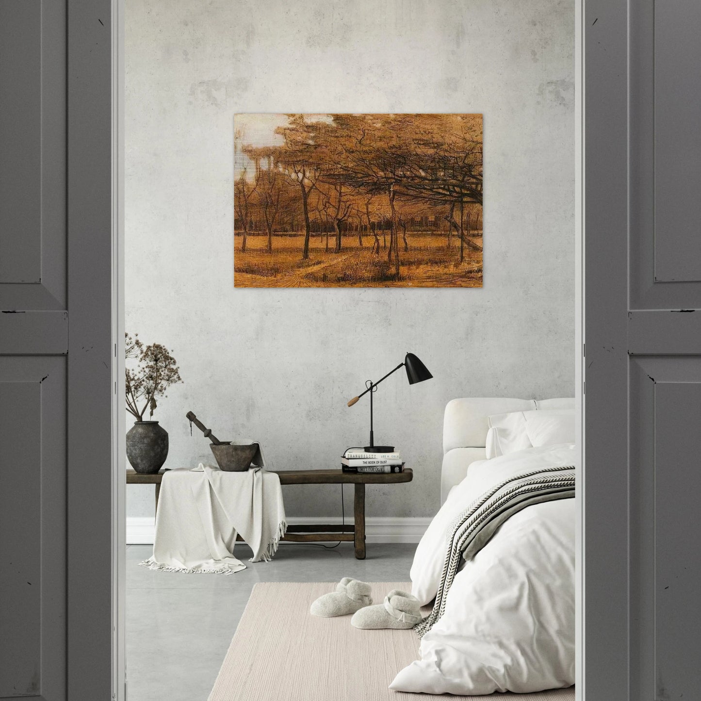 Landscape with Trees - Vincent van Gogh Brushed Aluminum Print - 70x100 cm / 28x40 inches | Vincent van Gogh Aluminum Print | Vincent van Gogh Prints