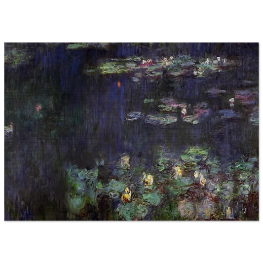 Water Lilies, Green Reflection right half - claude monet Brushed Aluminum Print - 70x100 cm / 28x40 inches | claude monet Aluminum Print | claude monet Prints