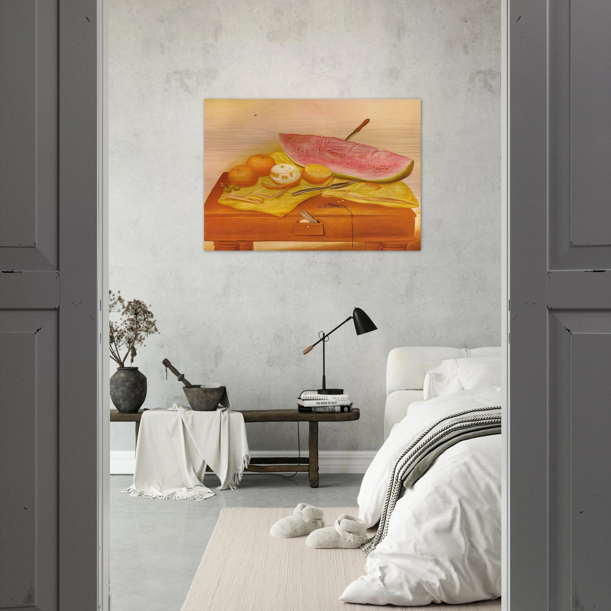 WATERMELONS AND ORANGES - Fernando Botero Brushed Aluminum Print - 70x100 cm / 28x40 inches | Fernando Botero Aluminum Print | Fernando Botero Prints